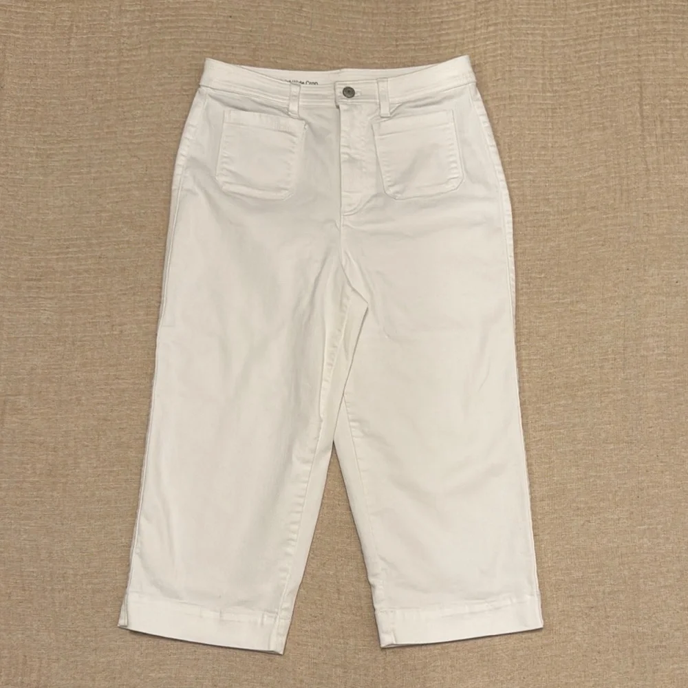 Talbots Women's White High Waist Wide Crop Pants‎